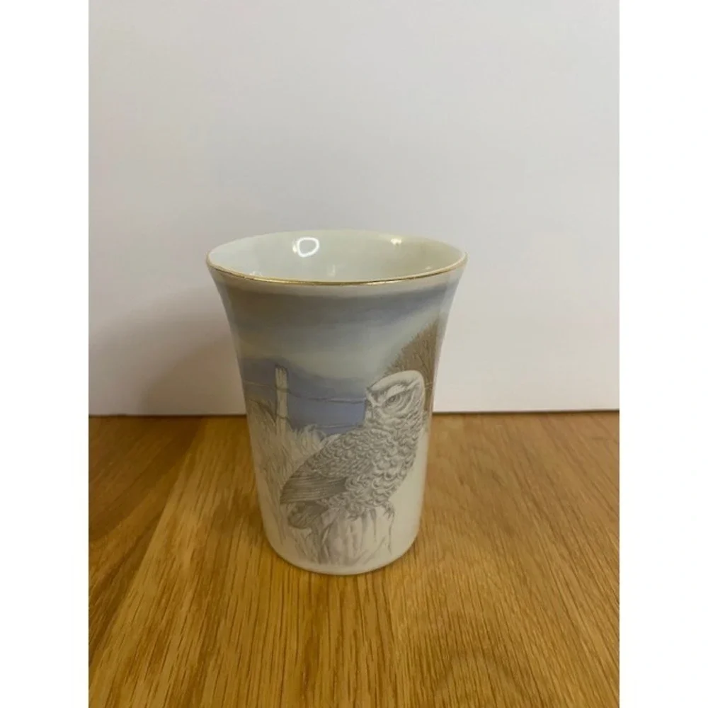 Otagiri Owl Bathroom Set Unisex OS Blue Good Vintage Ceramic Japan 3pc Gold Trim